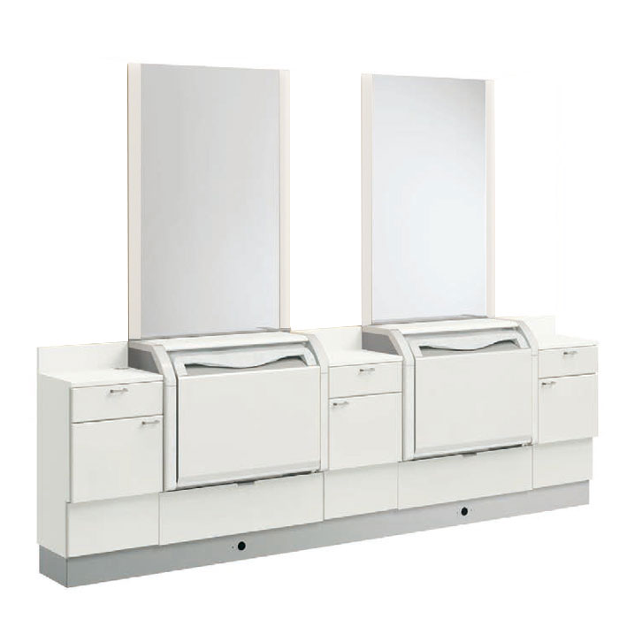 <S寸/2連>キャビネット:ホワイト(WH)/ミラーサイドパネル:なし