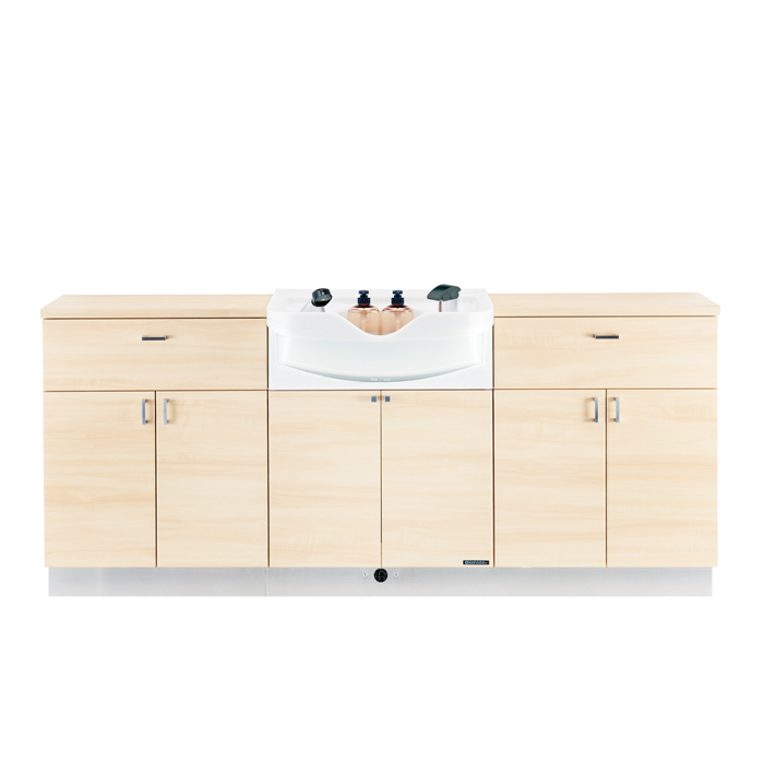 <S寸/1連>ボウル:ホワイト(W)/キャビネット:ナチュラルウッド(N)