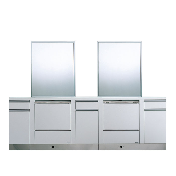 <LLサイズ/2連>キャビネット:マットホワイト(W)/カウンター:シェルホワイト