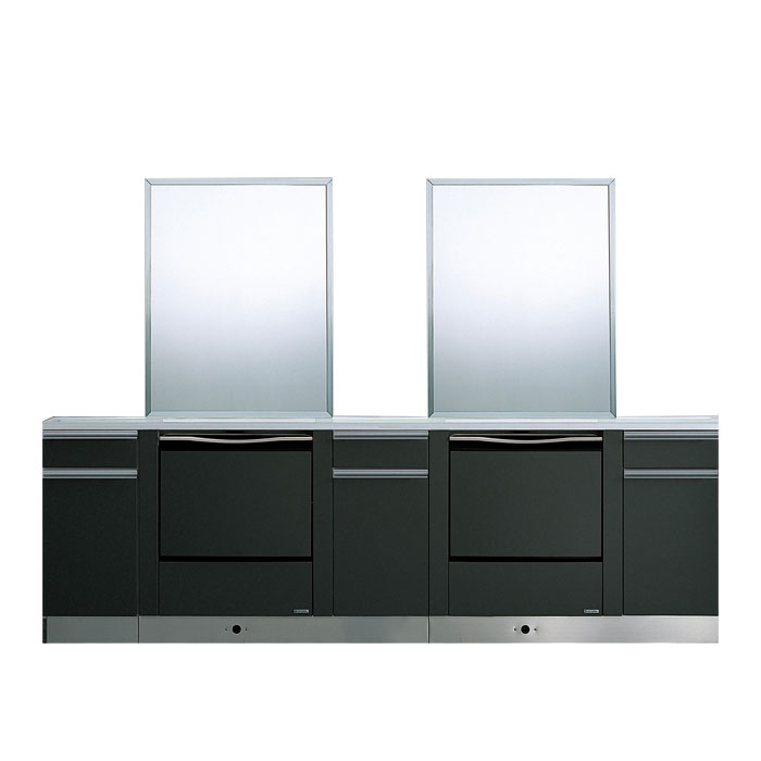 <LLサイズ/2連>キャビネット:ダークグレー(G)/カウンター:グレイッシュストーン