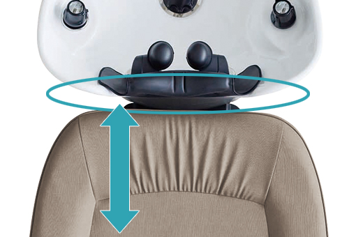 ボウルの前壁を薄くして背もたれサポートUP　　